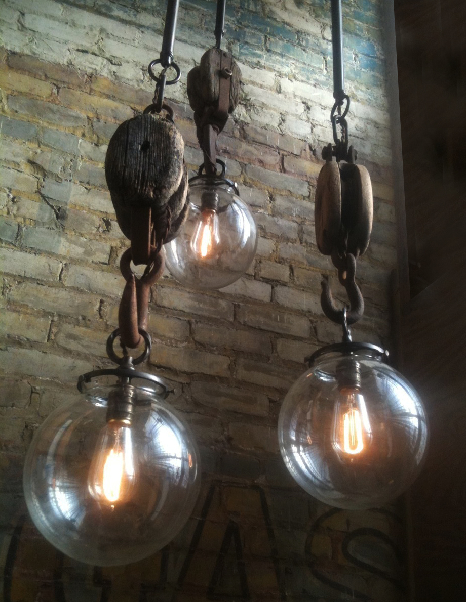 Industrial Pulley Pendant Light Fixtures